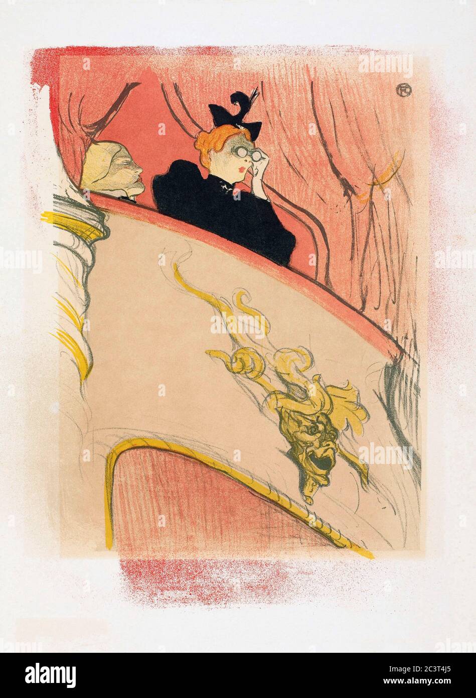 The Box with the Gilded Mask. Poster by Henri de Toulouse-Lautrec. Henri de Toulouse-Lautrec, French artist, 1864-1901.  The poster was originally designed as a program for Marcel Luguet's 'Le Missionnaire' at the Théâtre Libre. Stock Photo