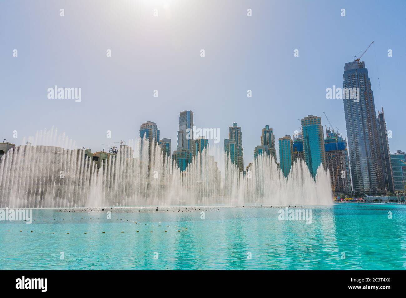 Dubai, United Arab Emirates, January 20th, 2020: Burj Khalifa fountain Stock Photo