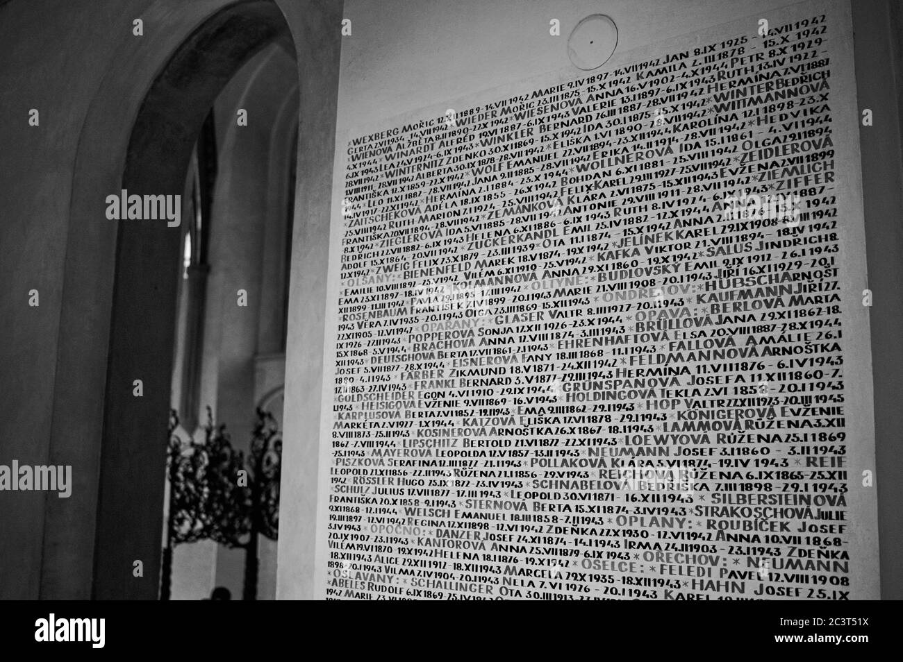 Prague, Czech Republic - 30 December 2019: the interior of the Klausen synagogue is a memorial to the Jewish Victims of the Holocaust from Bohemia and Stock Photo