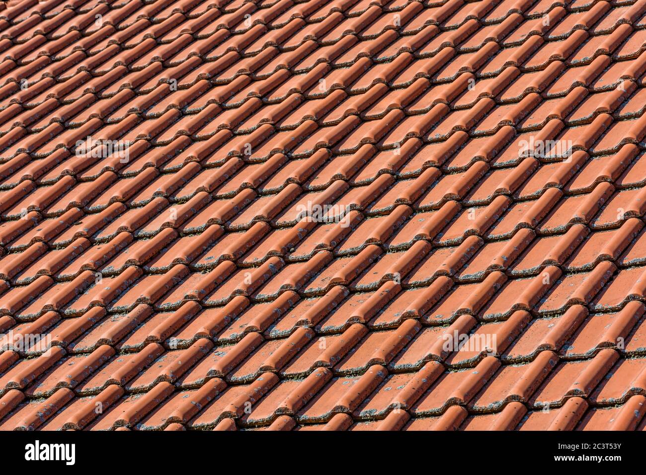 Red roof tiles for background. Red roof shingles Stock Photo