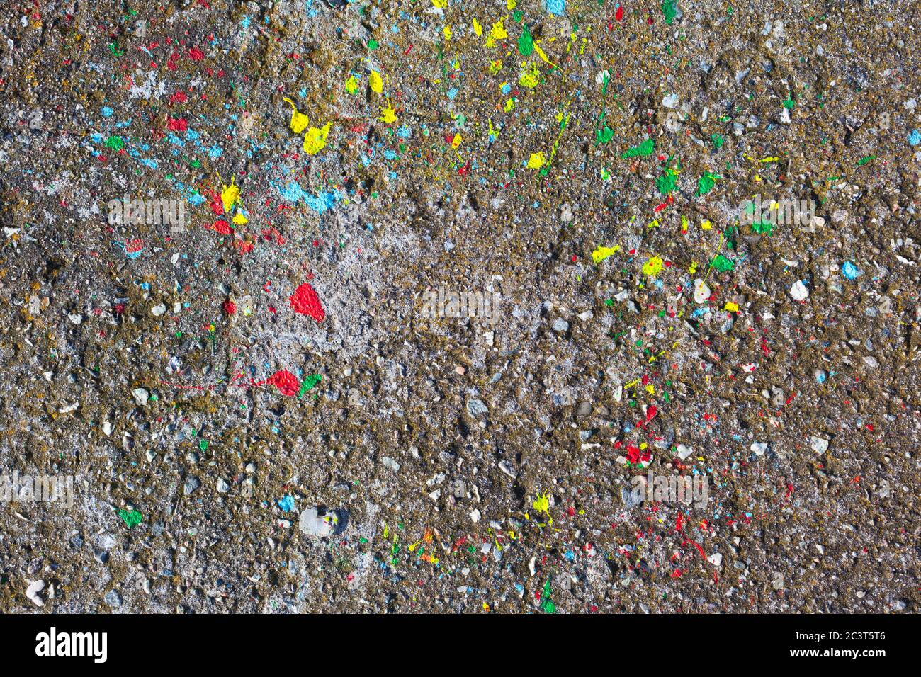 Splatter of paint on gray weathered concrete background (copy space) Stock Photo