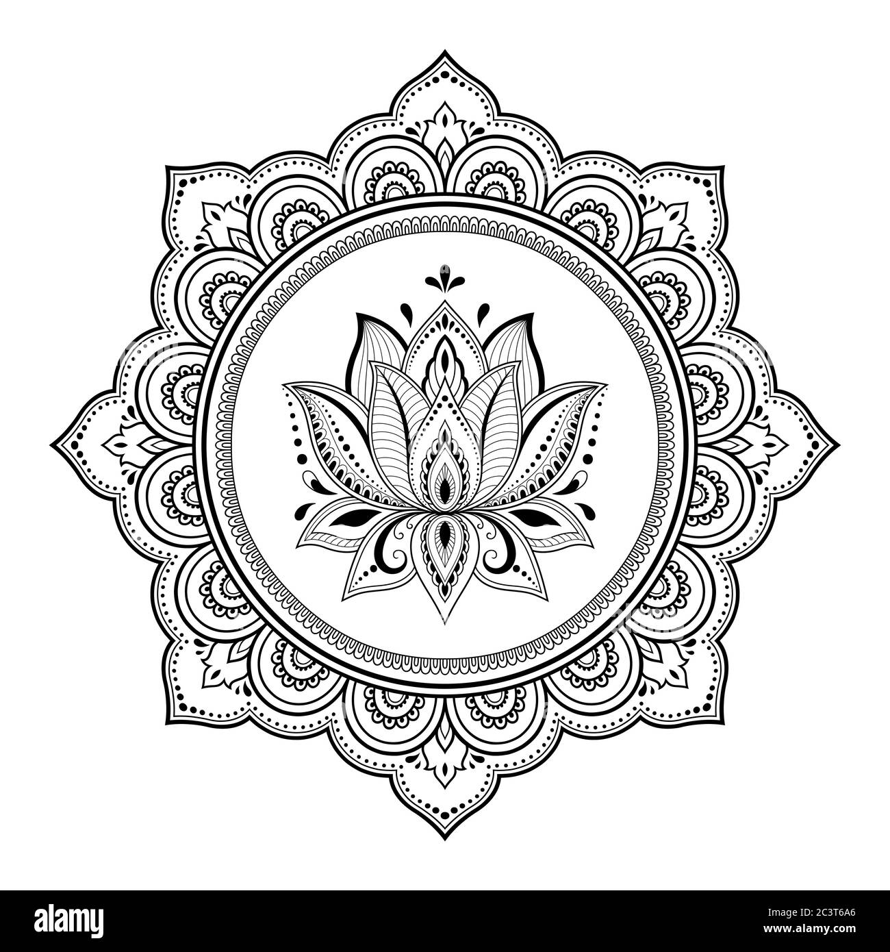 Lotus Mandala Black and White Stock Photos & Images - Alamy