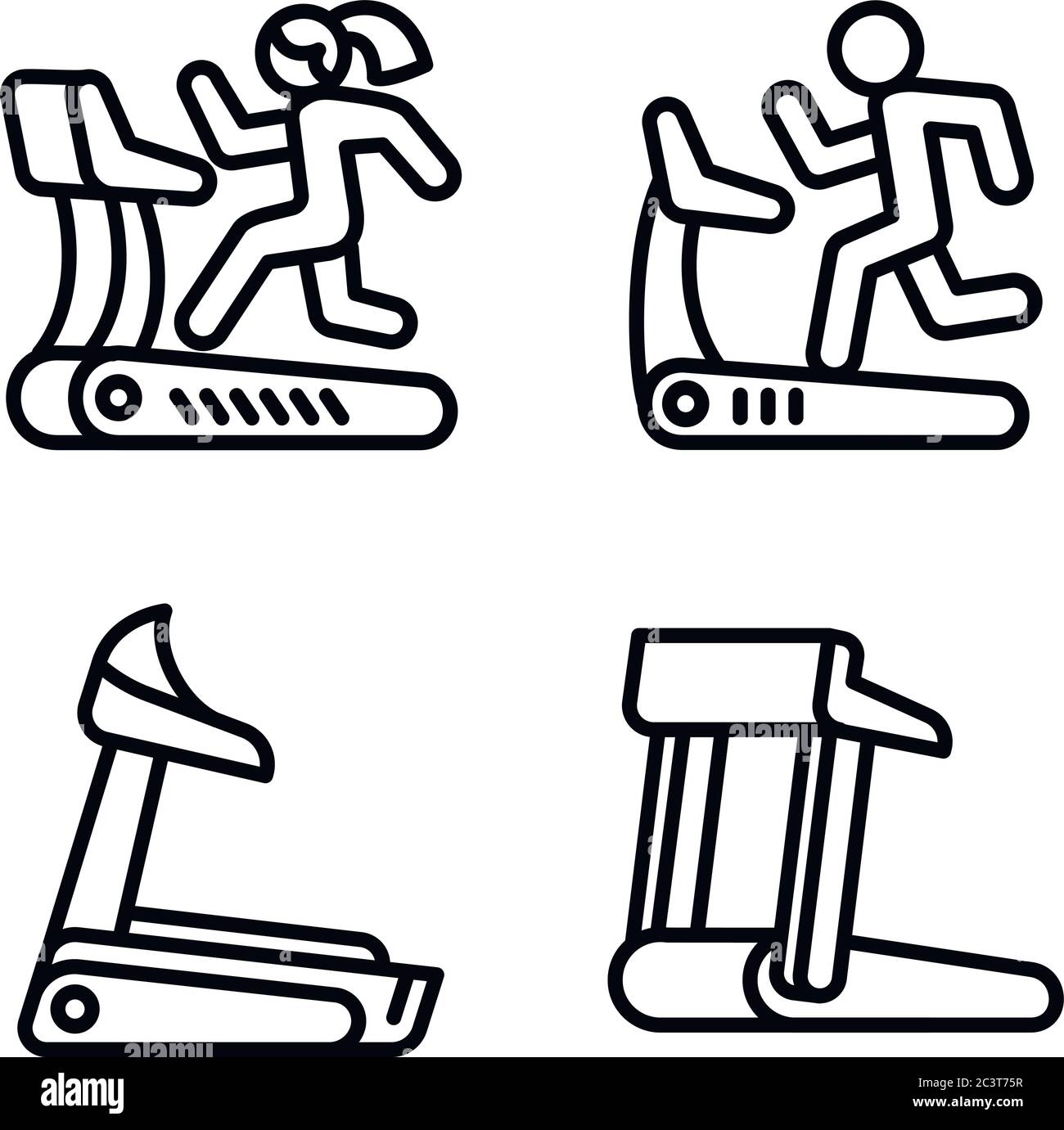 Treadmill icons set. Outline set of treadmill vector icons for web