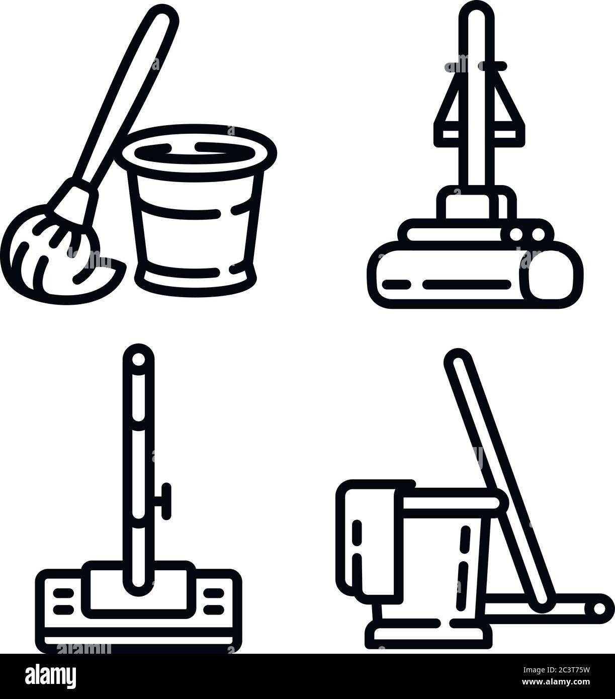 Mop icons set. Outline set of mop vector icons for web design isolated