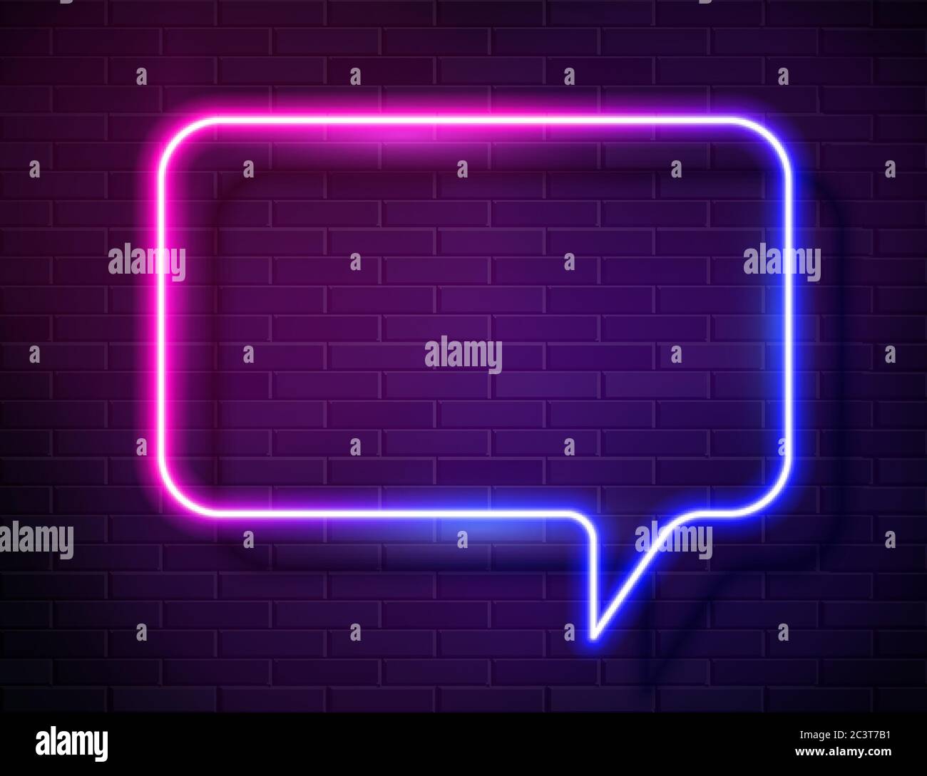 Vector Neon Gradient Glowing Speech Bubble Sign Stock Vector