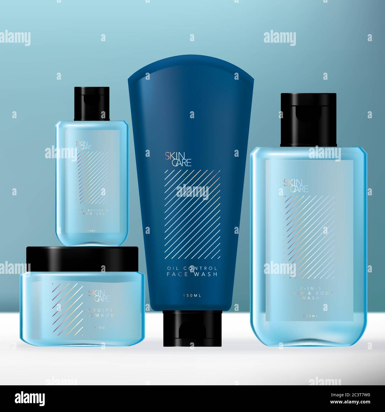 Cooling men face wash with ice cubes. Realistic cool refreshing bottle  packaging ad for poster. Skin care product design. 3d vector illustration  Stock Vector Image & Art - Alamy