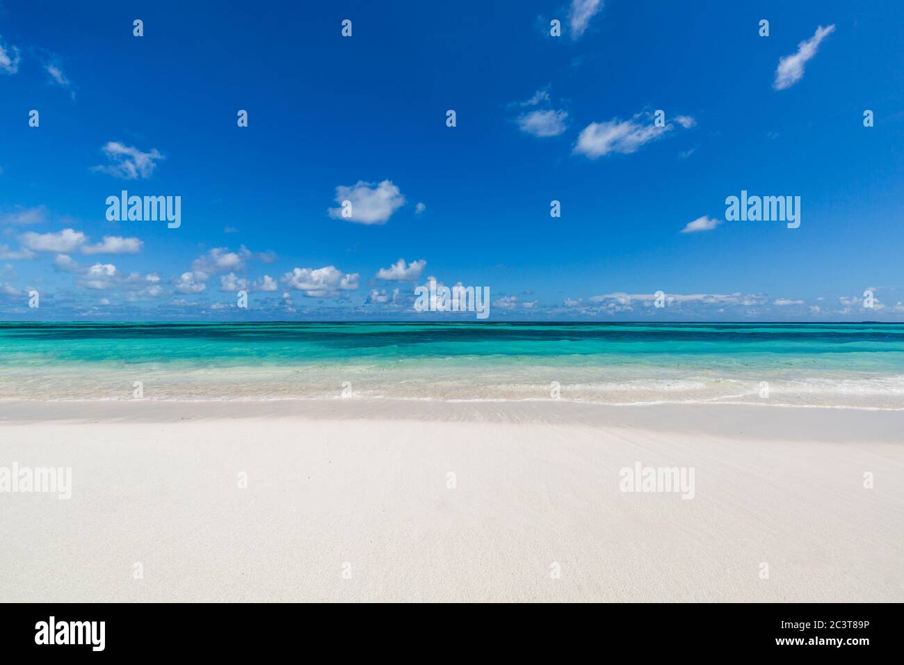 Beach and tropical sea. Tranquil summer seascape and coastline. Zen colors of beach landscape Stock Photo