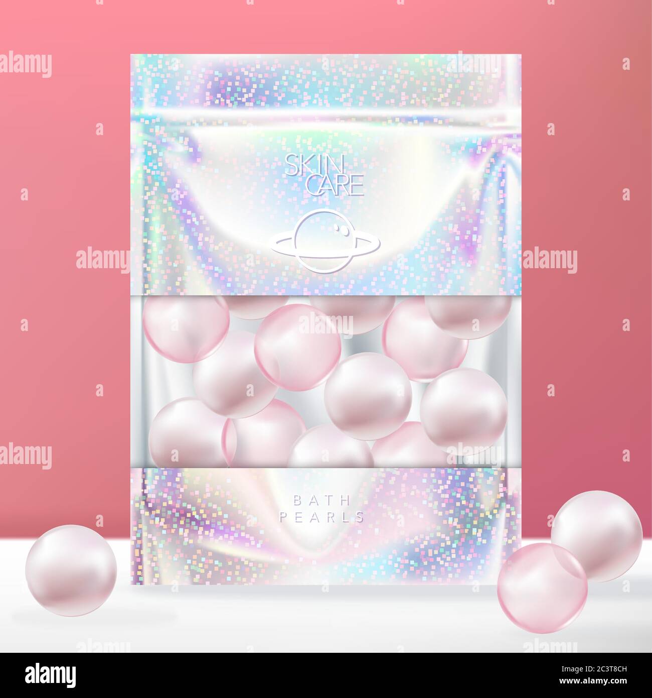 Vector Trendy Glitter Holographic Zip Lock Sachet, Pouch or Packet