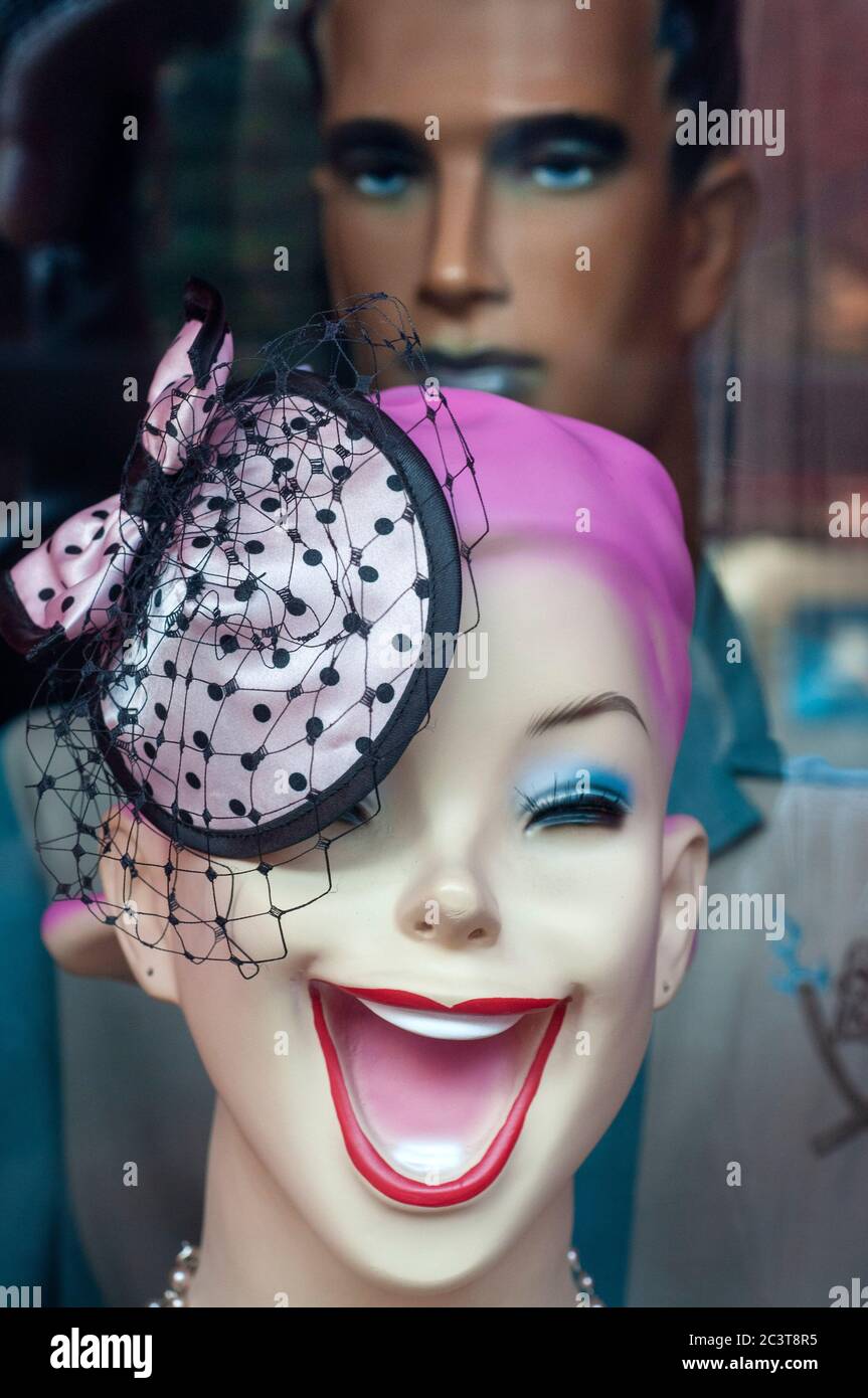 A dummy of one of the boutiques in the East Village. The East Village is full of surprises that will fit in the strangest shops imaginable. St Mark's Stock Photo