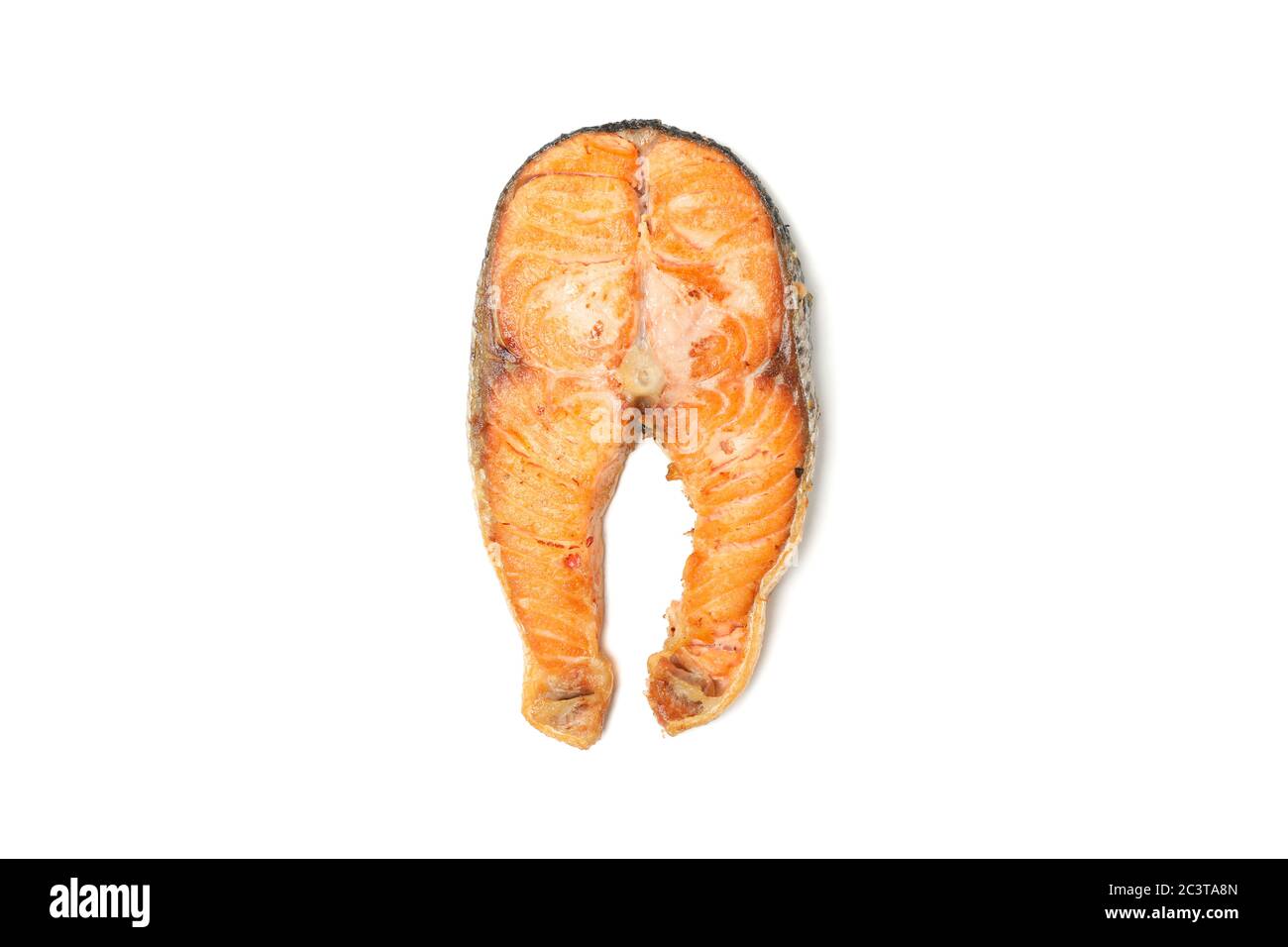 Tasty grilled salmon isolated on white background Stock Photo - Alamy