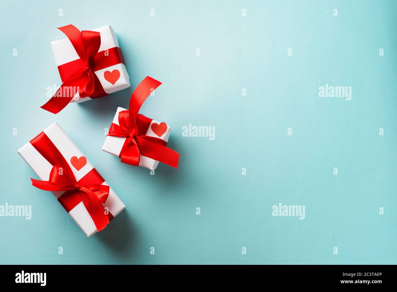 gift boxes on classic blue background Stock Photo