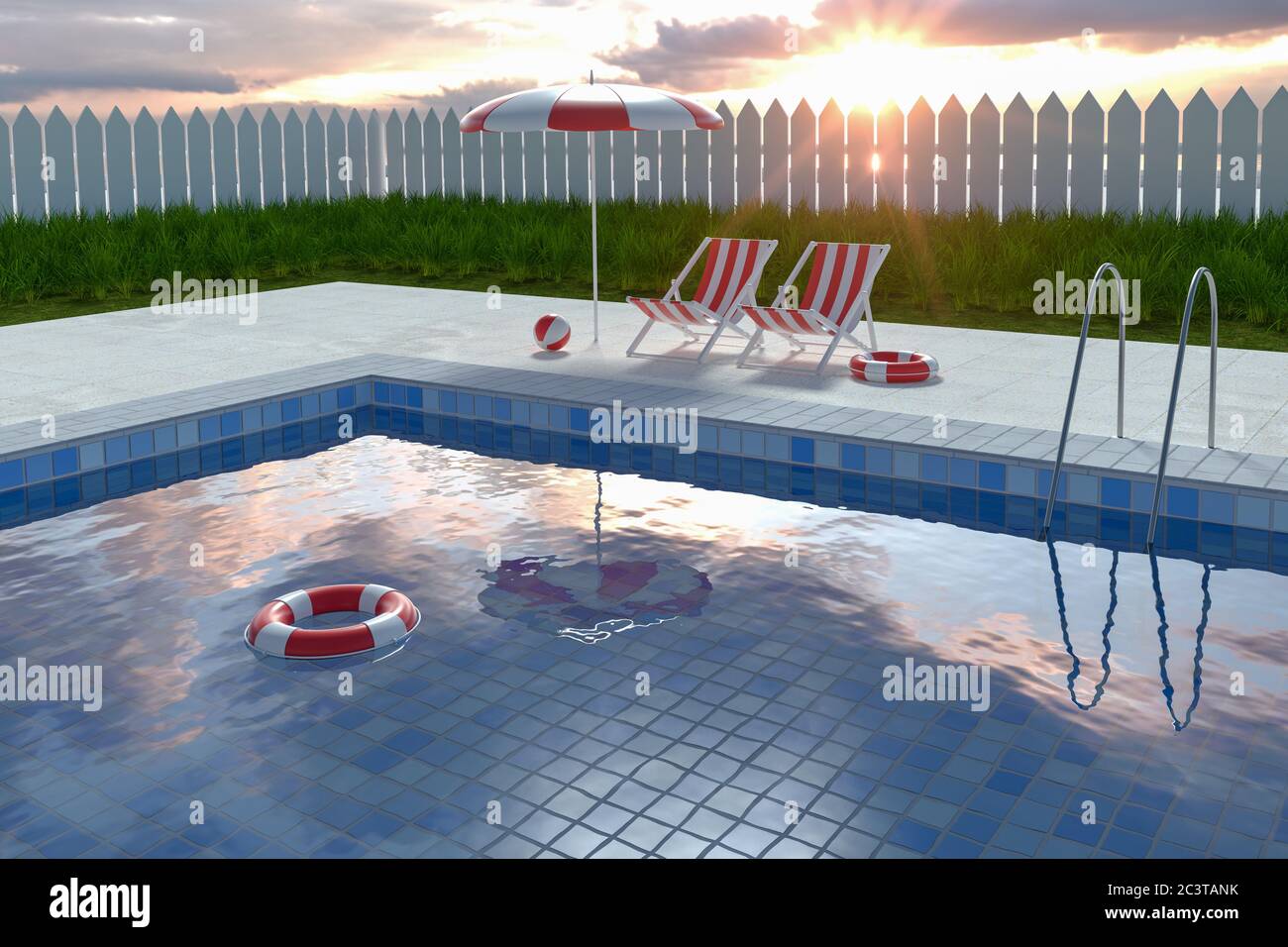 Large 3d Rendering White Swimming Pool Stock Illustration 1319235563