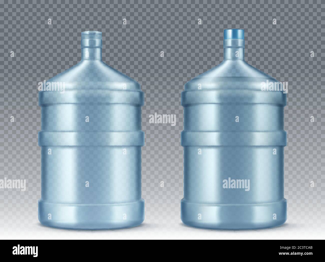Realistic plastic bottle with water with close blue cap on transparent  background Stock Vector