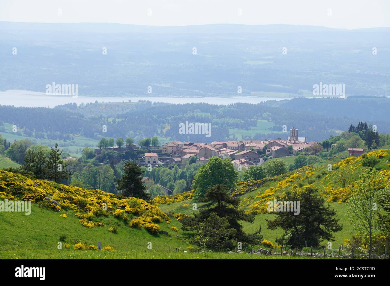 small village nestled in the hills of Ardèche, France Stock Photo