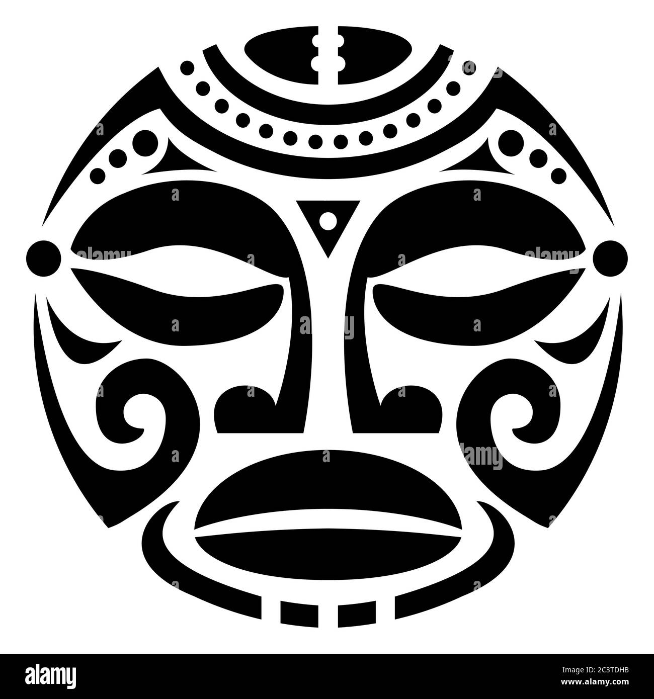 Polynesian Maori face tattoo vector pattern, Hawaiian man or woman tribal design Stock Vector