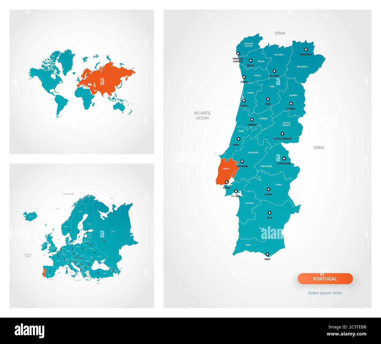 Detailed political vector map of Portugal 26314753 Vector Art at