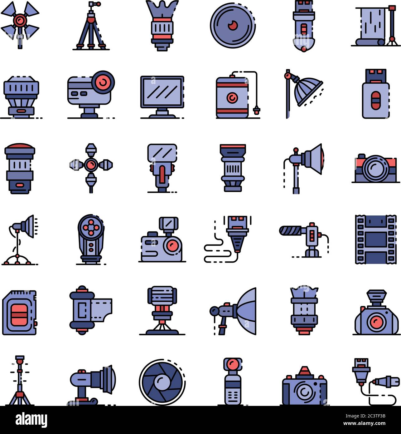 Photographer equipment icons set vector flat Stock Vector Image & Art ...