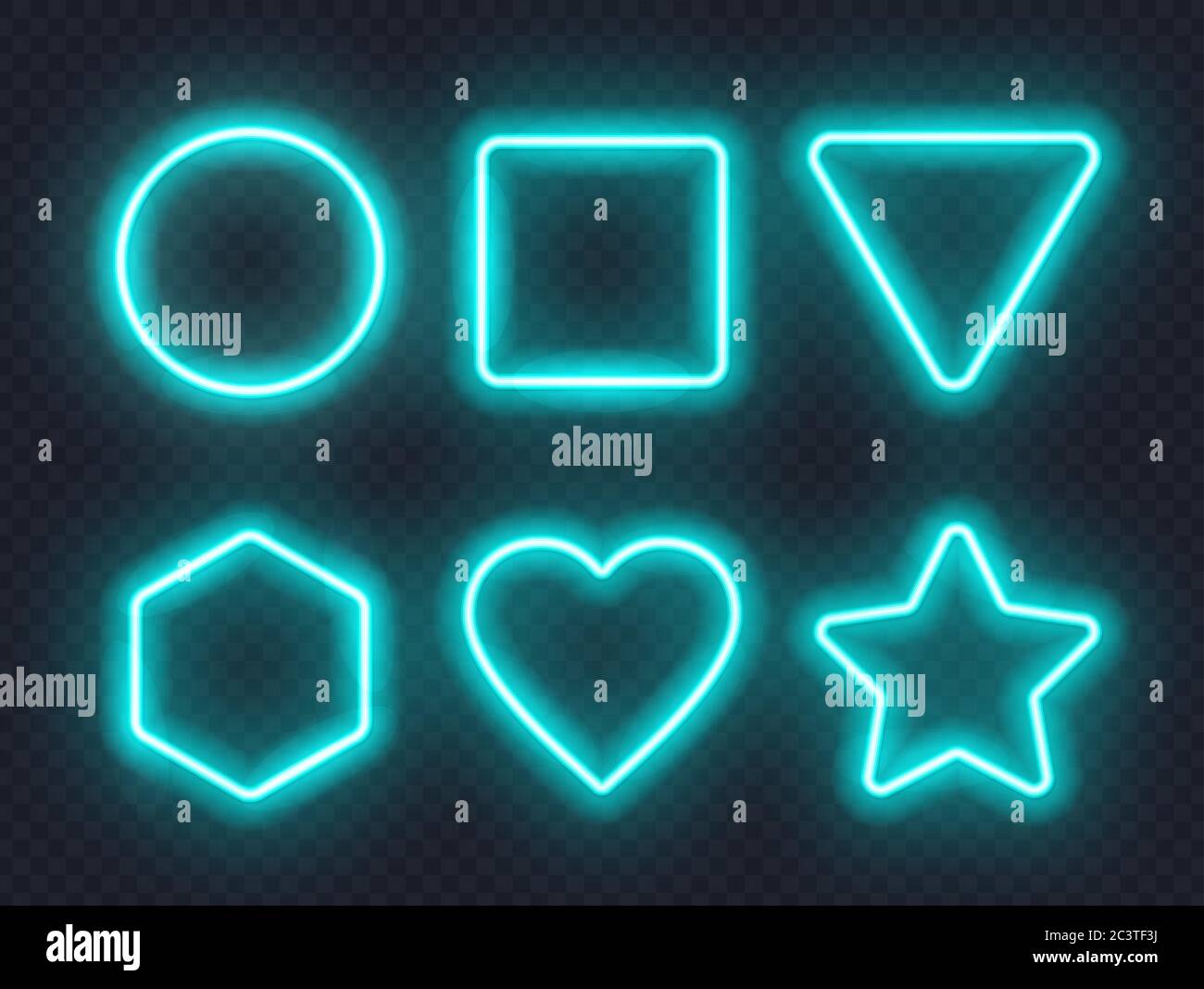Set of blue glowing neon frames on dark background Stock Vector Image ...