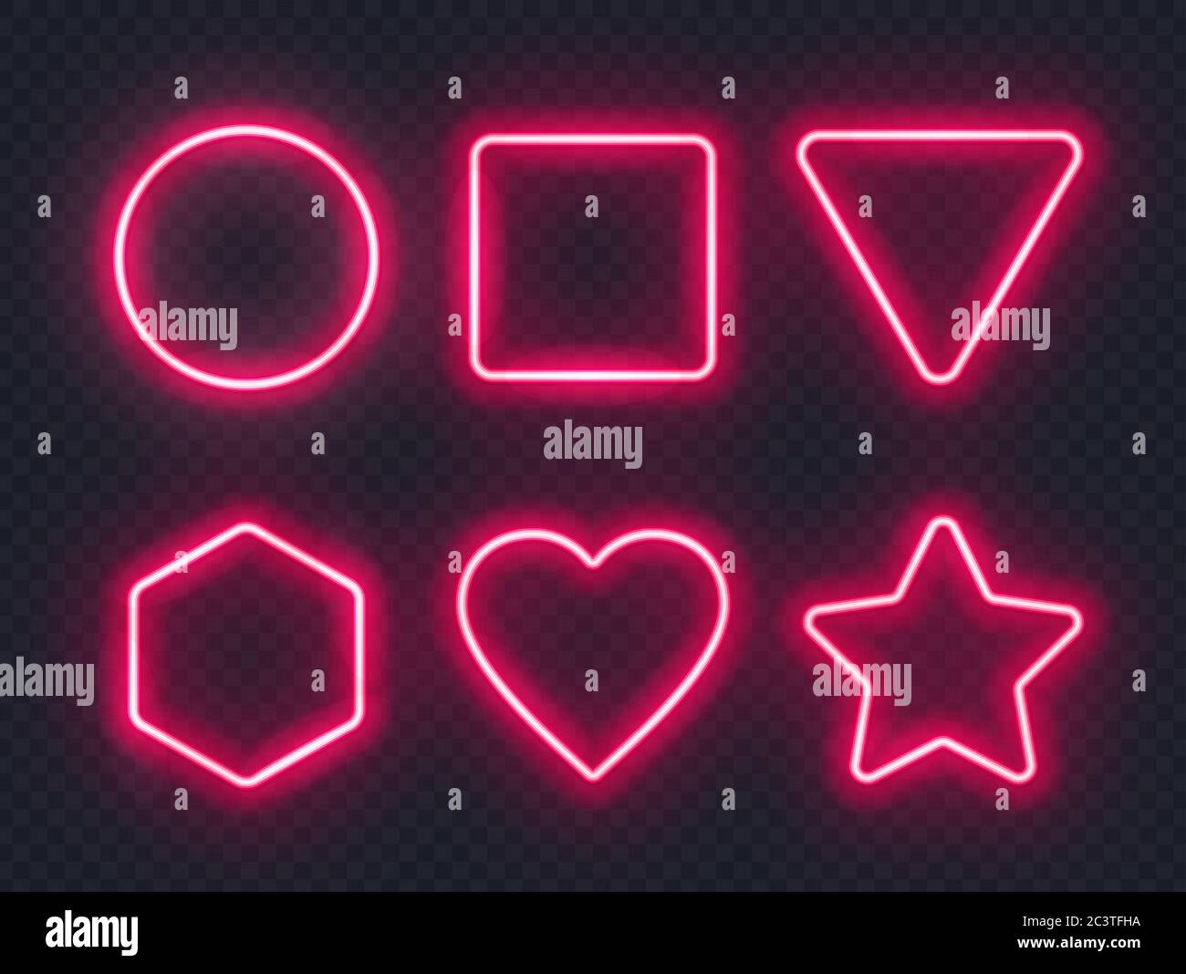Set of red glowing neon frames on dark background Stock Vector Image ...