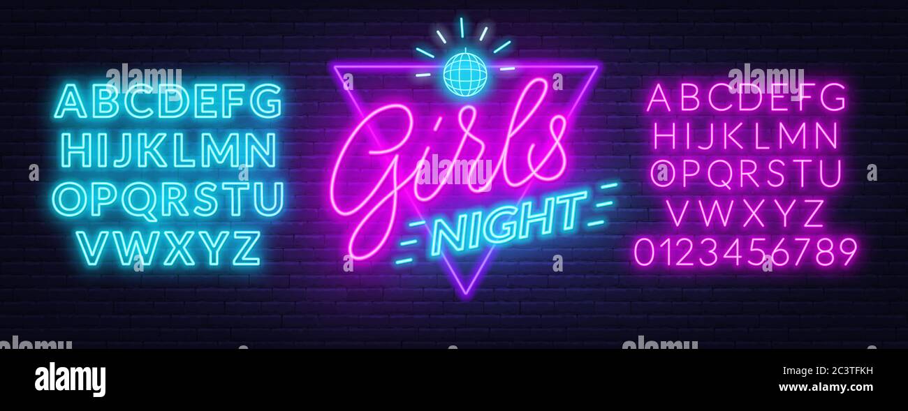 Girls Night neon lettering on brick wall background Stock Vector Image ...