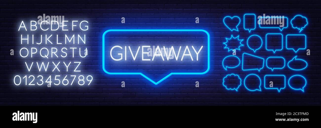 Neon sign giveaway . Stock Vector