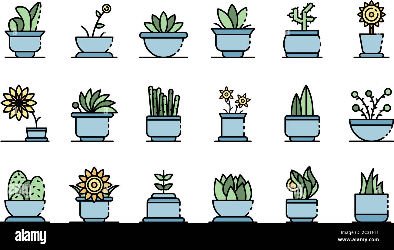 Houseplants icons set vector flat Stock Vector
