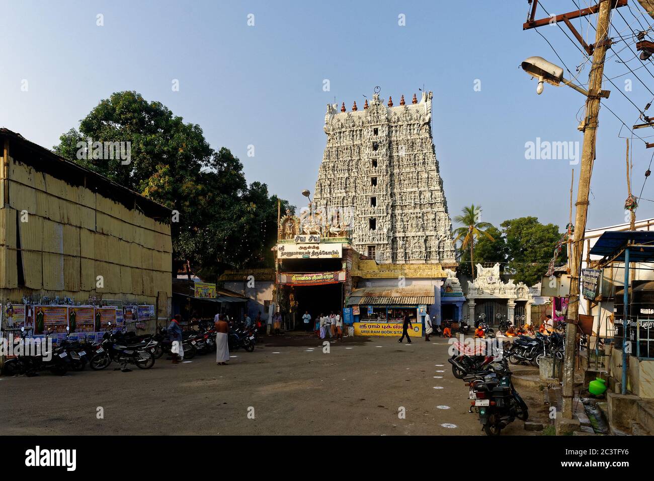 A view of theThanumalayan Temple of Suchindram from outside Stock Photo