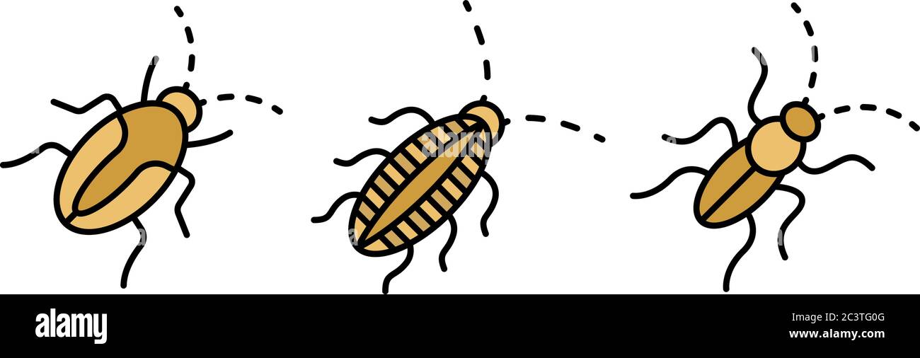 Cockroach icons set vector flat Stock Vector