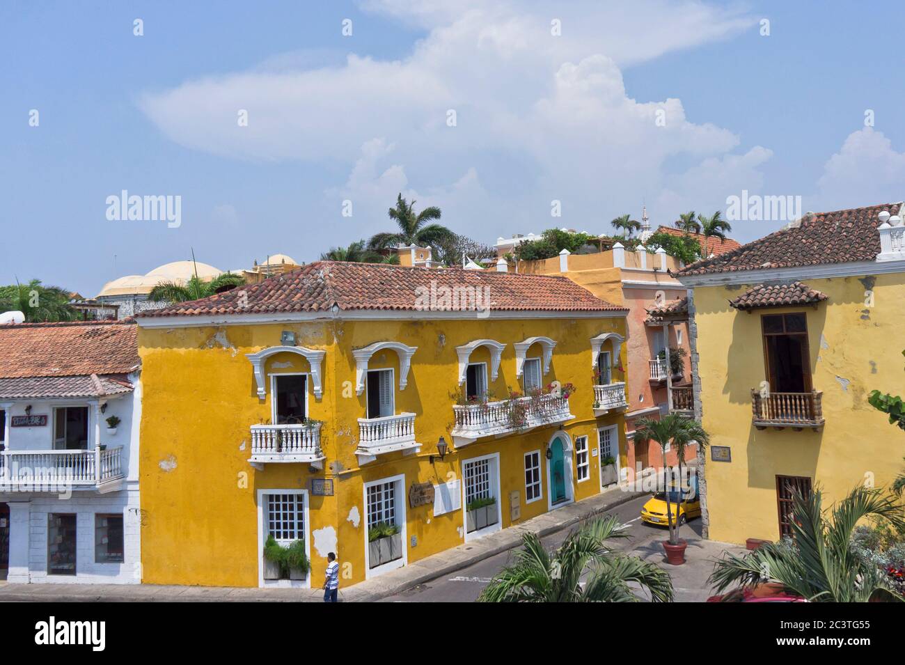 Old city street view Cartagena, Colombia, South America Stock Photo