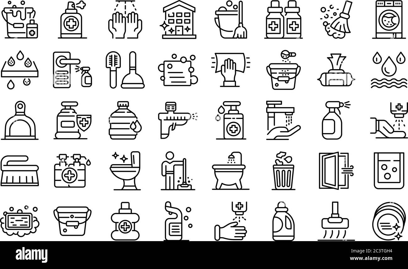 Disinfection icons set, outline style Stock Vector Image & Art - Alamy