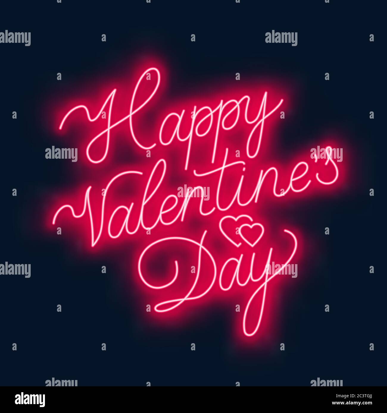 Happy Valentine s day neon lettering on dark background Stock Vector ...