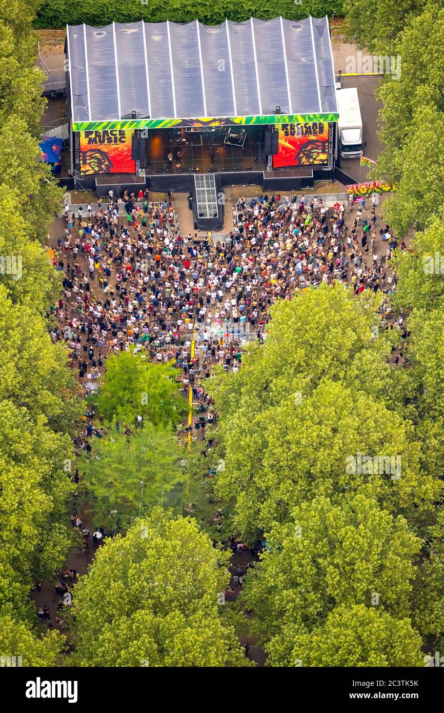 festival ruhr-reggae-summer, stage, 21.07.2019, aerial view, Germany, North Rhine-Westphalia, Ruhr Area, Muelheim/Ruhr Stock Photo
