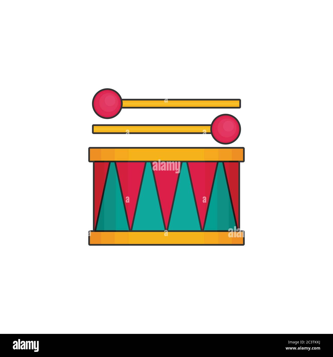 Toy icon flat vector. Drum Stock Vector