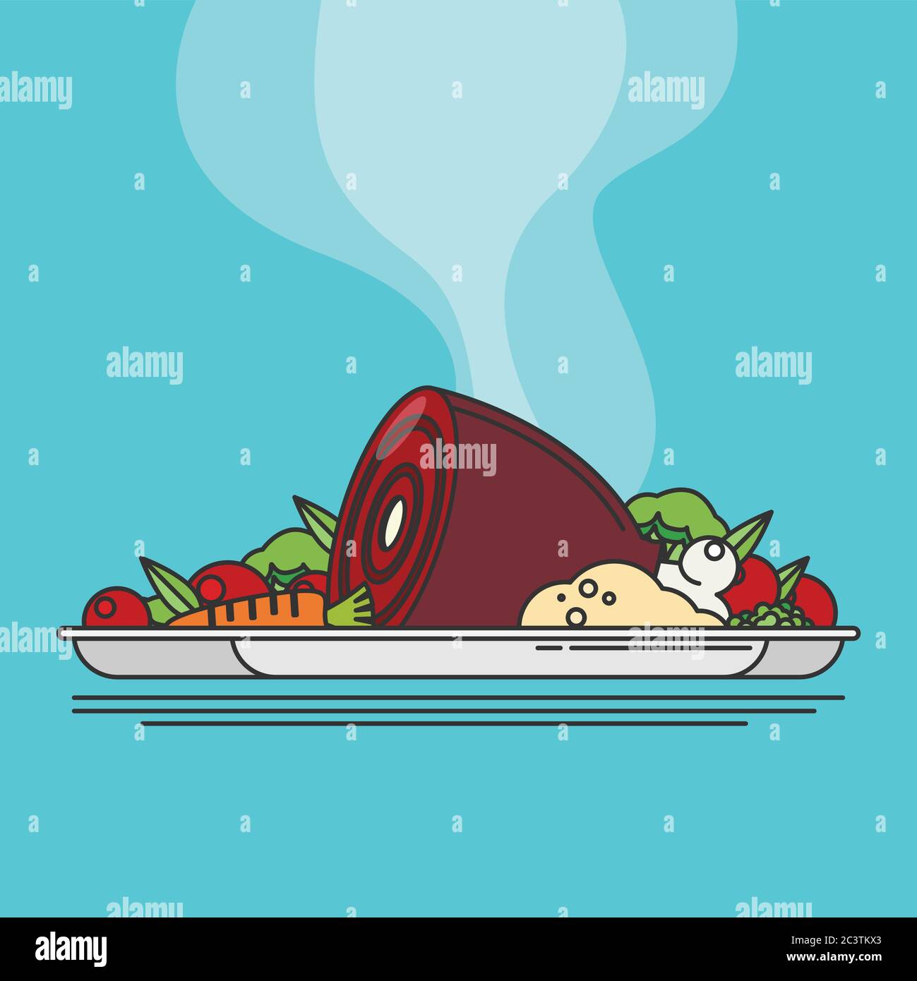 Vector flat illustration with hot cooked meat Stock Vector Image & Art ...