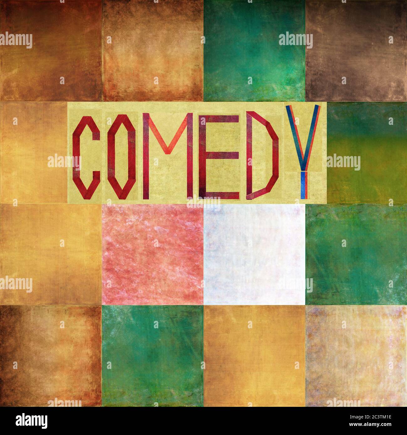 Textured background image and useful design element displaying the word 'Comedy' Stock Photo