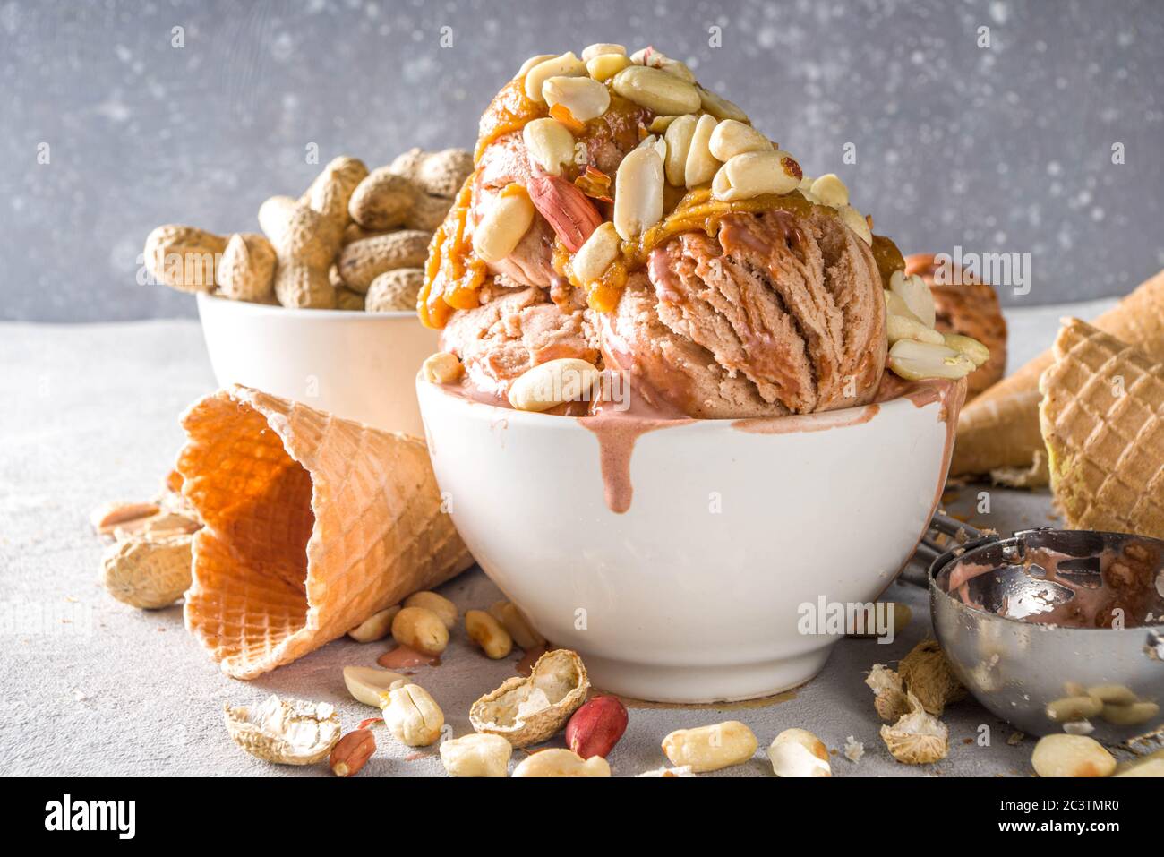 Peanut butter ice cream. Sweet peanut ice cream with peanut butter