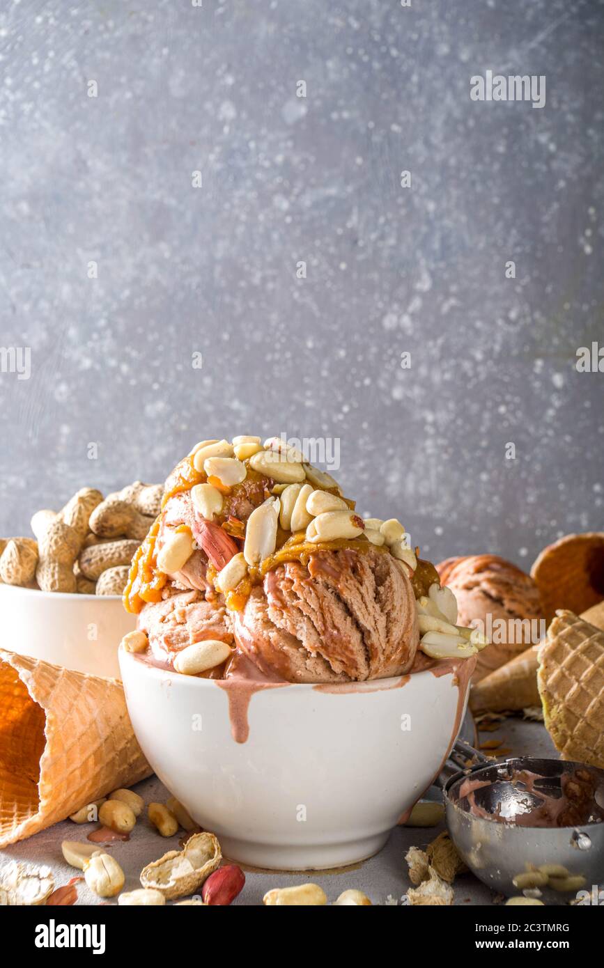 Peanut butter ice cream. Sweet peanut ice cream with peanut butter