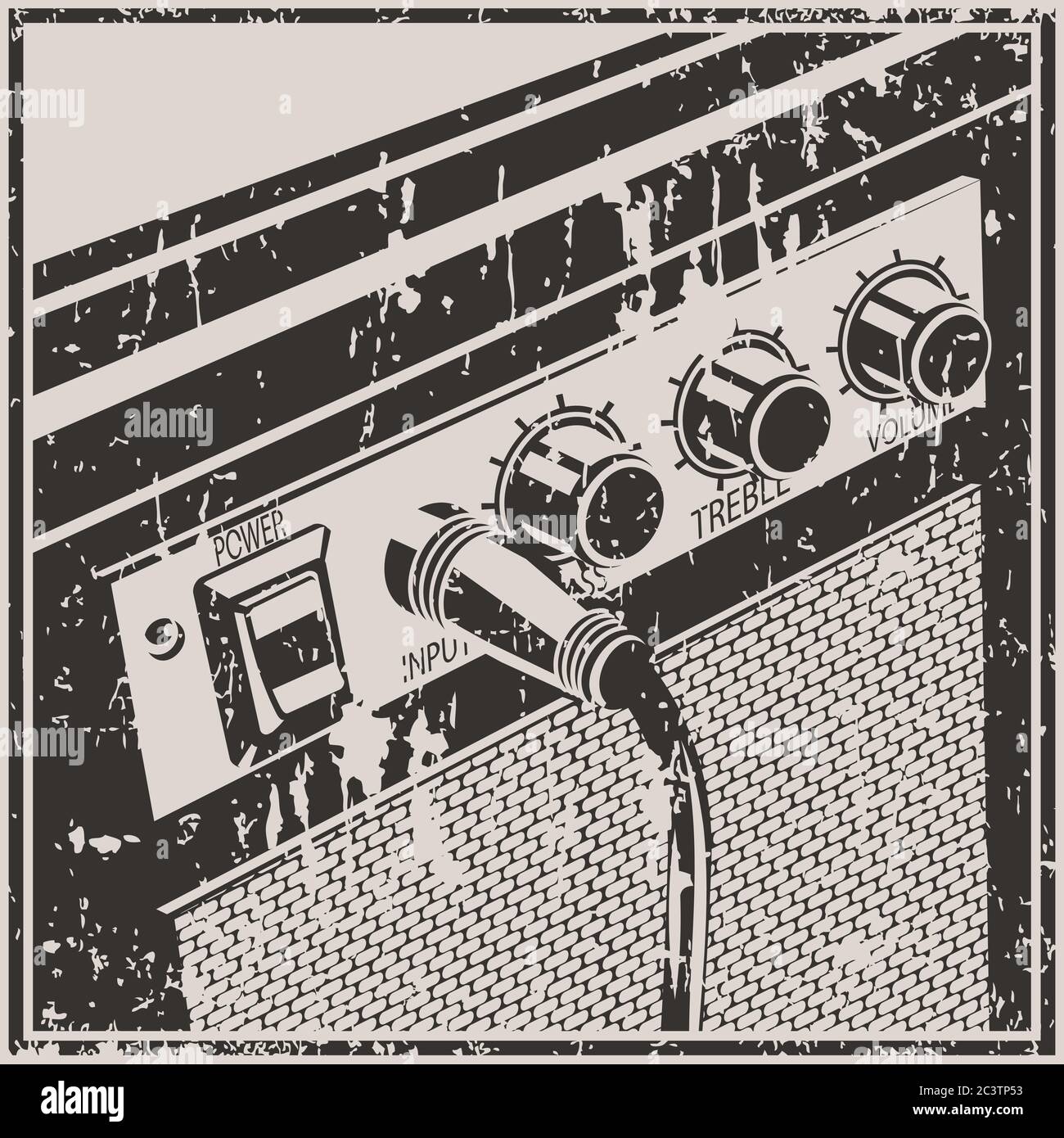 Stylized vector illustration of a guitar amplifier in retro style Stock ...