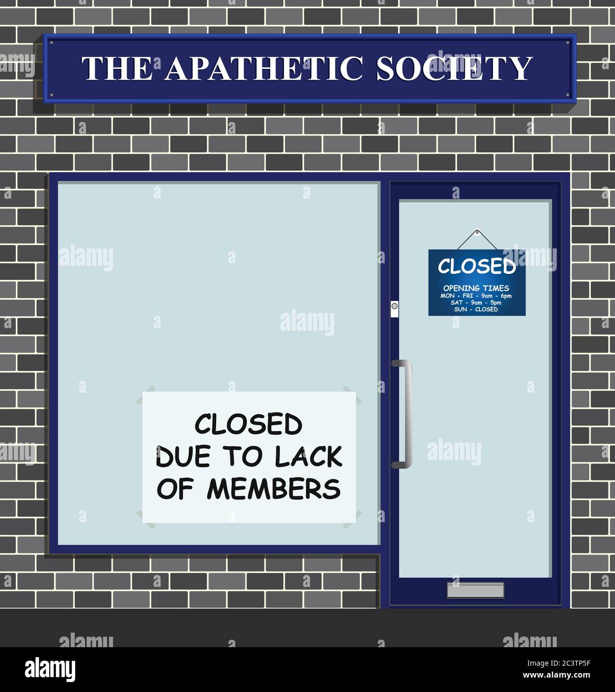 The Apathetic Society closed due to lack of members who cannot be bothered to join Stock Photo