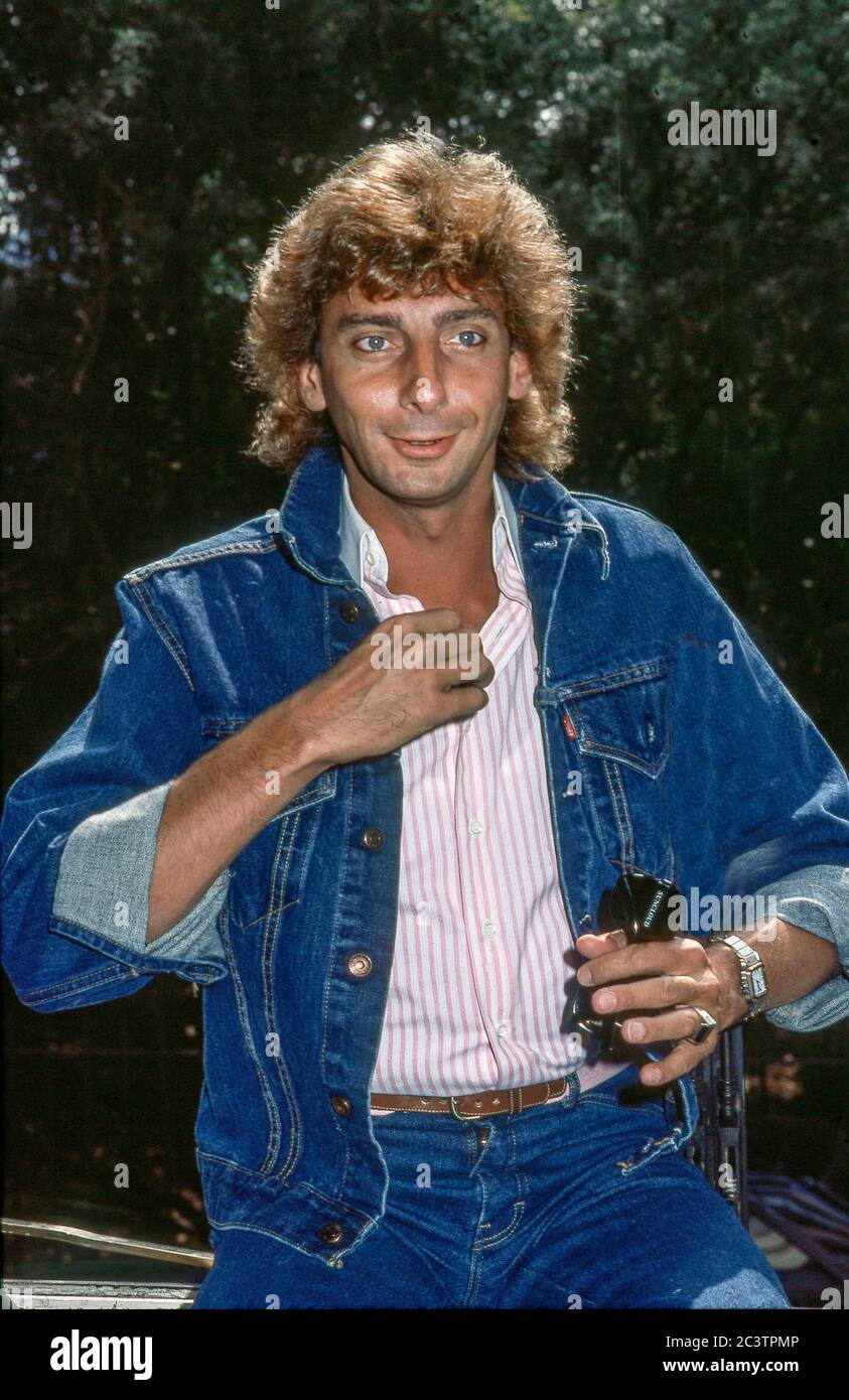 Barry Manilow meeting press in London before his concert at the Blenheim Palace on the 27th August 1983 Stock Photo