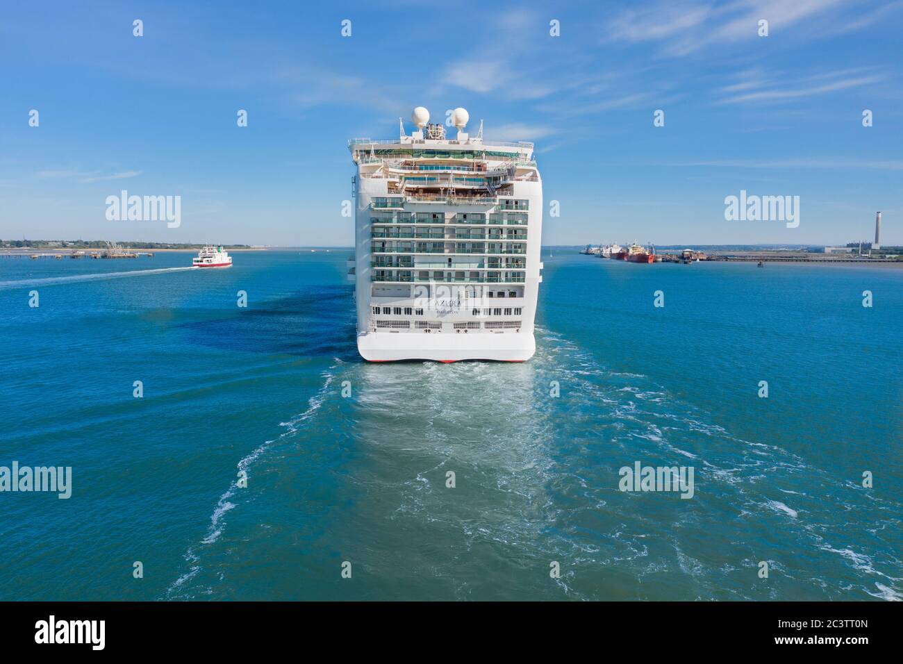 Aerial photo of Azura cruise ship P&O Cruises Stock Photo