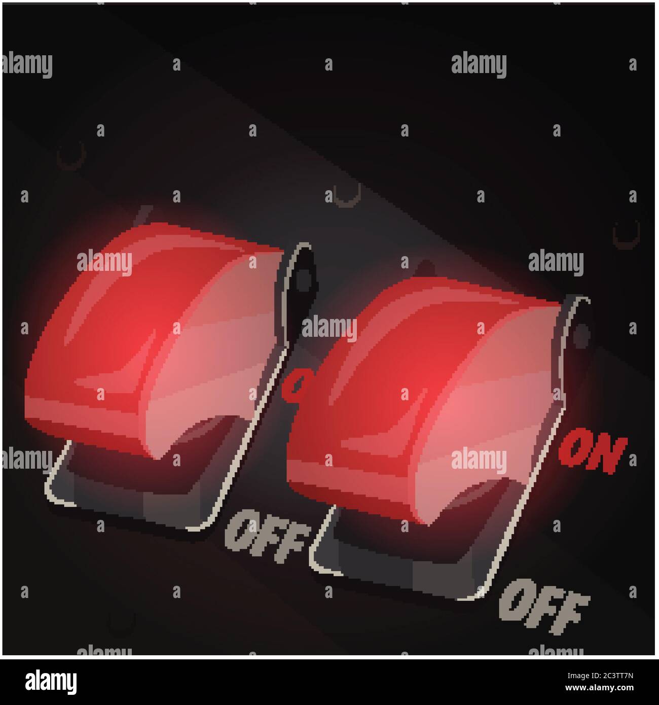 Stylized vector illustration of toggle switches with safety covers