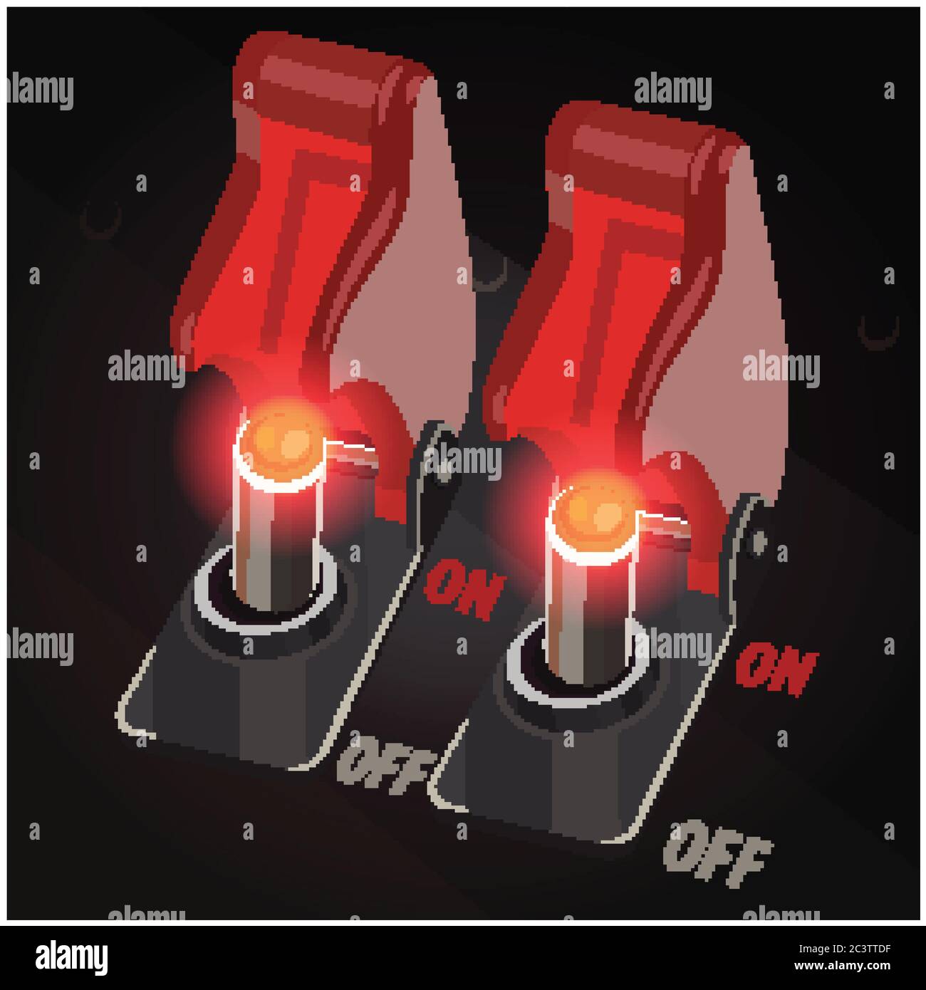 Stylized vector illustration of toggle switches with safety covers ...
