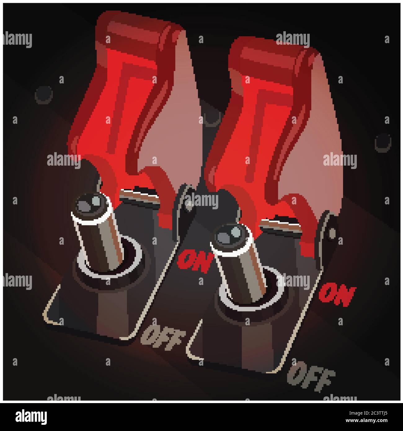 Stylized vector illustration of toggle switches with safety covers