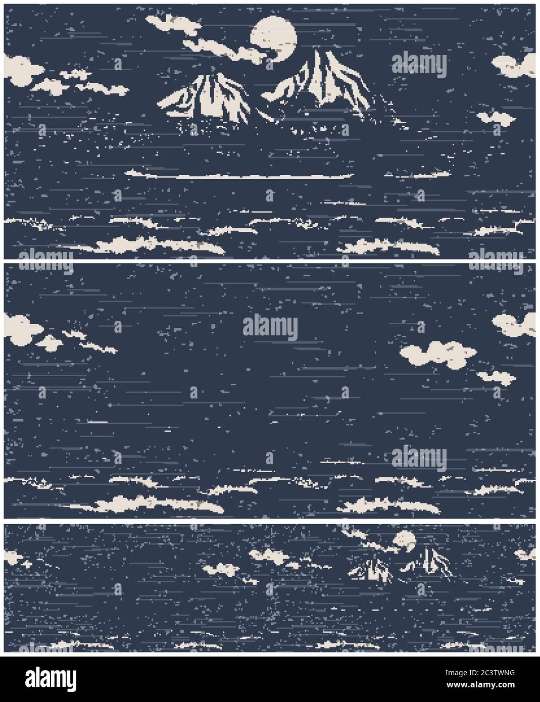 Two seamless horizontal vector illustration of an open sea landscape ...