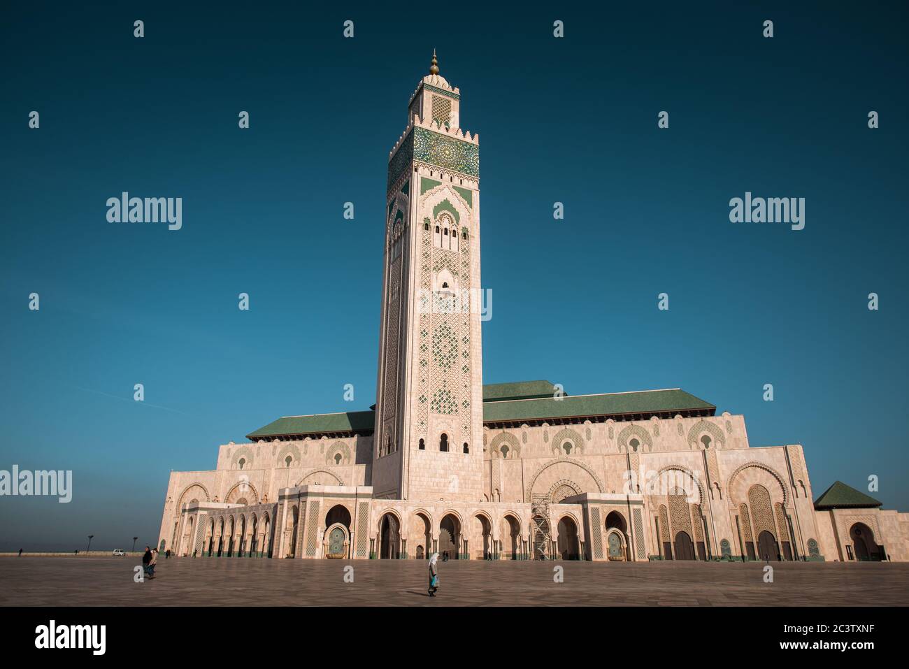 Panoramic view at the Mosque of Hasan II. in Casablanca. Casablanca is the largest city in Morocco. Stock Photo