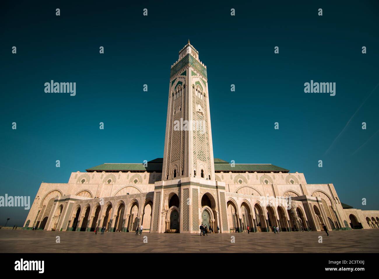 Panoramic view at the Mosque of Hasan II. in Casablanca. Casablanca is the largest city in