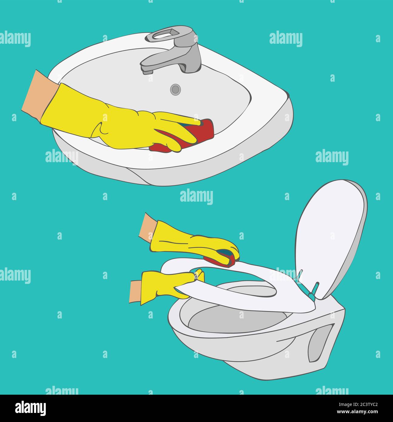 vector, cleaning, toilet and wash basin wash Stock Vector Image & Art