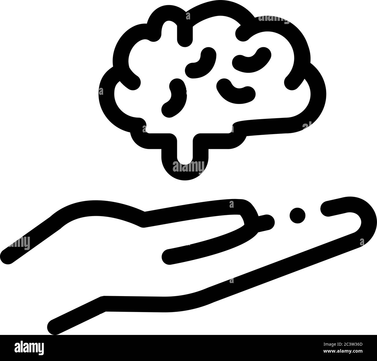 hand hold brain icon vector outline illustration Stock Vector Image ...