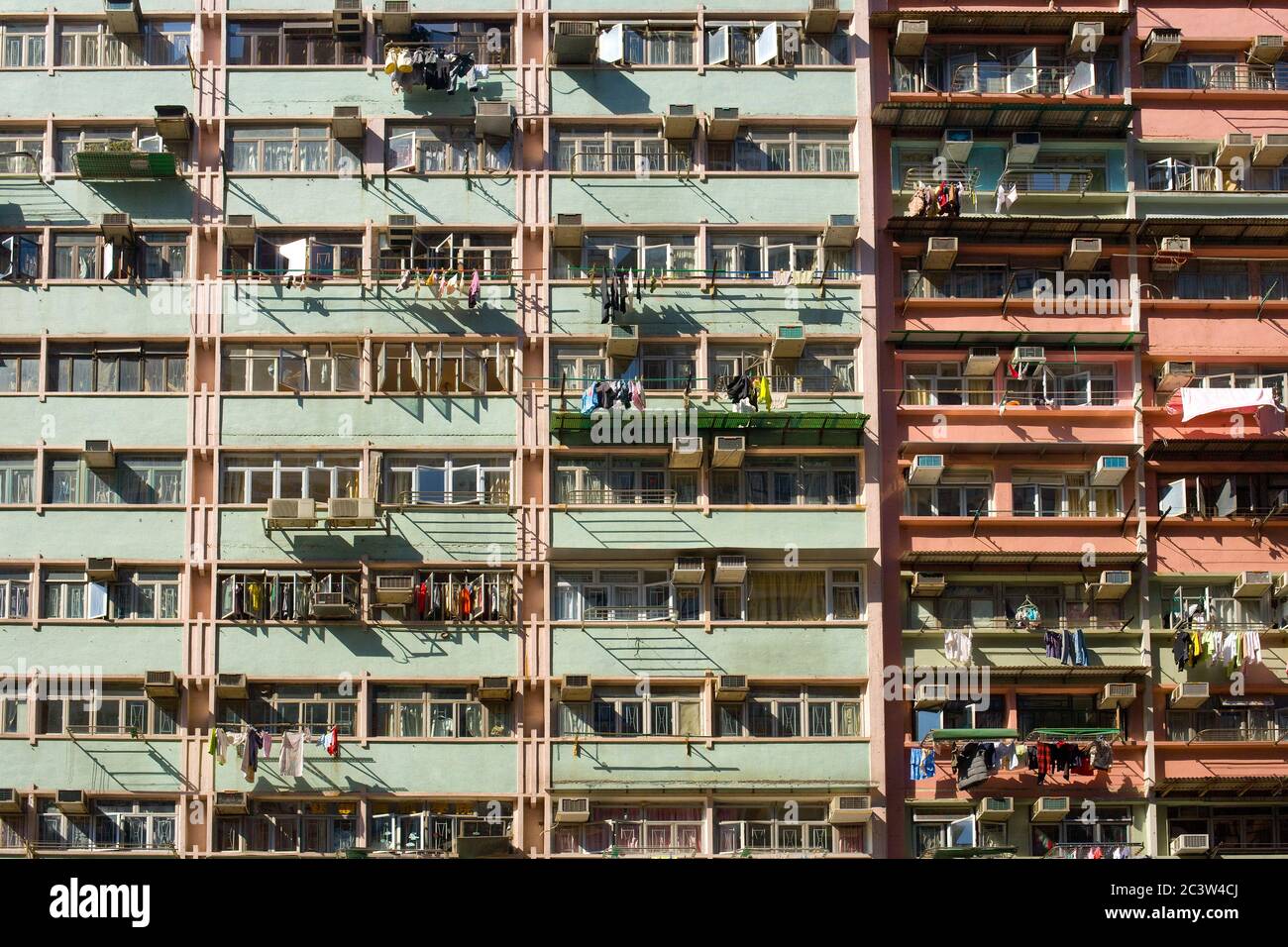 Detail of housing project apartments in Hong Kong, China Stock Photo